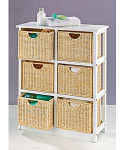 6 Drawer White Unit And Cream Baskets