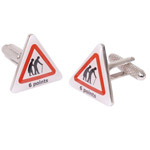 Onyx Art fashionable set of 6 Points cufflinks. These well crafted Onyx Art road sign cufflinks are