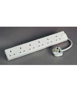 Unbranded 6 Socket 3m Extension Lead with Neon