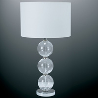 Pair of stylish table lamps with clear glass balls polished chrome bases and stems and complete with