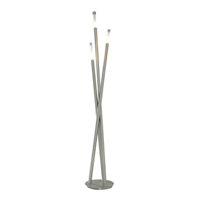 Modern and stylish floor lamp in a satin chrome finish with tripod design and tubular glass diffuser