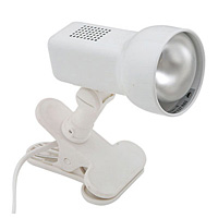 White clip-on light complete with in-line switch. Diameter - 10cm Projection - 15cmBulb type - ES R6