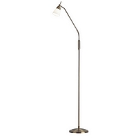 Touch dimmable antique brass floor lamp with an adjustable arm and frosted glass shade. Height - 158