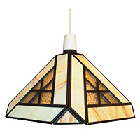 A traditionally styled tiffany non electric ceiling pendant with amber and clear glass panels. Easy 