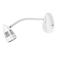 White spot light with a flexible arm and rocker switch. Height - 15cm Projection - 32.5cmBulb type -