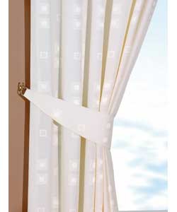 66 x 72in Pair of Blocks Jacquard Tab Top Curtains - Cream