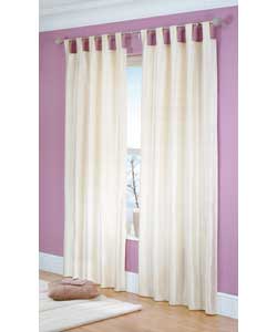 66 x 72in Pair of Lined Silk Tab Top Curtains - Oyster