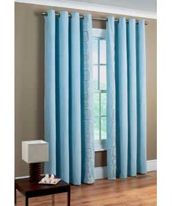 66 x 90 Retro Squares Curtain - Blue