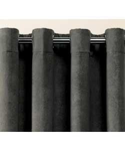 66 x 90in Pair of Lined Suedette Eyelet Curtains - Charcoal