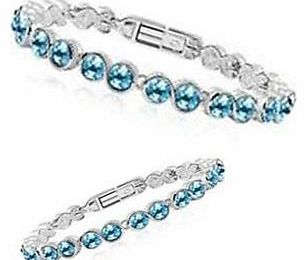 Unbranded 66V WHITE GOLD PLATED SOLITAIRE BRACELET IN BLUE