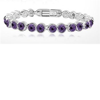 Unbranded 66V WHITE GOLD PLATED SOLITAIRE BRACELET IN PURPLE