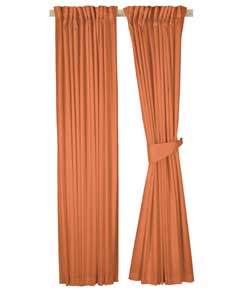 66x72in Pair of Pencil Pleat Curtains-Burnt Orange