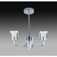 Contemporary and stylish halogen ceiling light in a polished chrome finish with ice cube style glass