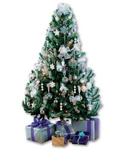 6ft 6in Decorated Silver and White Tree