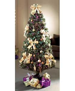 1.8m ready-to-dress tree with 30 luxury decorations in copper and gold with clear shimmering-effect
