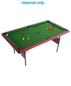 The 6FT Snooker Table with a fully covered bed and cushions. It has a folding leg system for easy