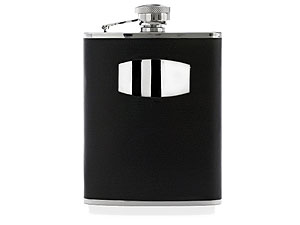 Unbranded 6oz Black Leather Hip Flask 013318
