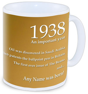 The perfect gift to mark a special birthday. Our 1938 Radio Theme Mug can be personalised with the n