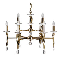 Unbranded 719 63GO - 9 Light Gold and Crystal Hanging Light