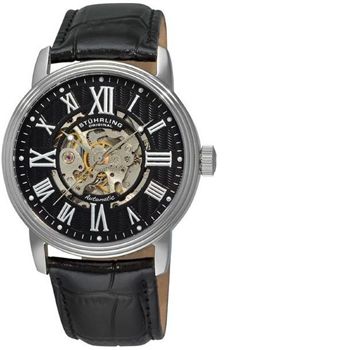 Unbranded 74703-Stuhrling Watch Black Strap Black Face