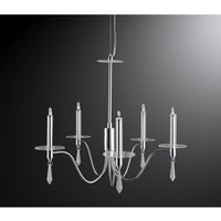 Slim arm halogen fitting in a polished chrome finish complete with flat glass sconces and cut glass 