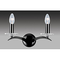 Elagant black chrome wall fixture with curved arms and cut glass sconces. Height - 17cm Diameter - 3
