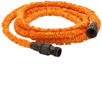 Lightweight, self-propelling, expandable hose Grows up three times original length when turned on and retracts when turned off Dual-sleeve water-pressure activated designFlexible hose surrounded by heavy-duty protective mesh sleeveKink- and tangle-re