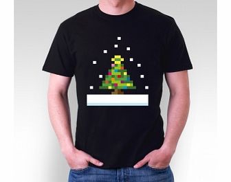 Unbranded 8 Bit Christmas Tree Black T-Shirt Large ZT Xmas
