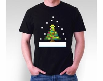 Unbranded 8 Bit Christmas Tree Black T-Shirt XX-Large ZT