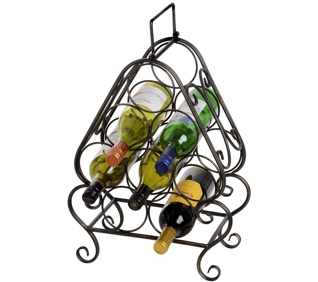8 Bottle Wine Rack - Chrome and solid wood.