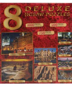 Bumper pack of deluxe jigsaw puzzles offering two 1000 piece puzzles, two 750 piece puzzles and