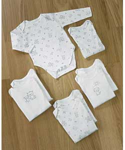 Includes: 4 printed bodysuits and 4 embroidered bodysuits. 100% cotton, washable at 40 degrees delic