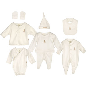 8 Piece Set of Baby Clothes- Ecru- Tiny