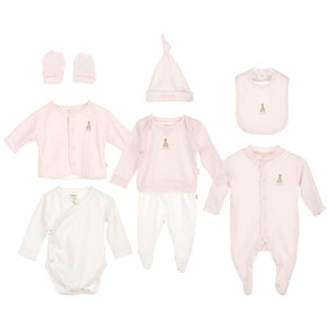 An 8 piece set for those precious little ones. Made up of velour jacket, leggings, sleepsuit, vest,