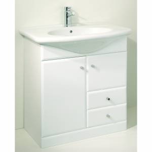 Unbranded 800mm White High Gloss Vanity Unit (with Drawers)