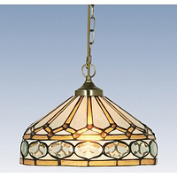 Handmade stained glass tiffany pendant shade in a weathered bronze finish with bevelled glass. Pleas