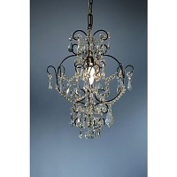 This is another one of our smaller stylish chandeliers it has a thin black frame and then covered wi