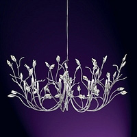 Delicate halogen fitting with polished chrome branches with complementing clear glass crystal leaves