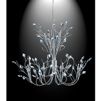 Delicate halogen two-tiered fitting with polished chrome branches with complementing clear glass cry