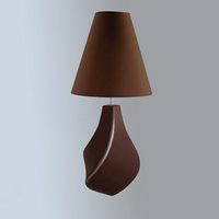 Stylish twist styled ceramic table lamp in a brown gloss finish complete with co-ordinating brown fa