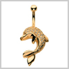 9 Carat Gold Large Parve Dolphin Navel Bar