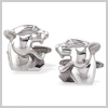 9 Carat White Gold Tiger 0.02 Carat Diamond Cufflinks