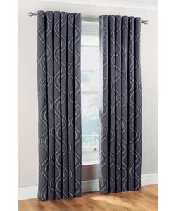90 x 90 Wave Unlined Curtains - Charcoal