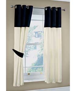 90 x 90in Carly Faux Silk Curtains - Black and Cream