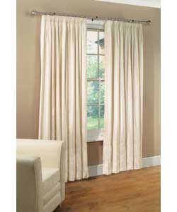 90 x 90in Pair of Lined Faux Silk Pleated Curtains - Cream