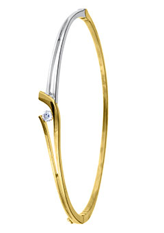 Unbranded 9ct 2 Colour Gold 0.15ct Diamond Bangle 12110011