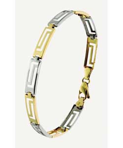 9ct 2 Colour Gold Greek Key Bracelet