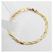 Unbranded 9ct 2 colour gold herringbone bracelet