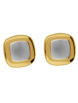 Unbranded 9ct 2 Colour Gold Square Stud Earrings 15010096