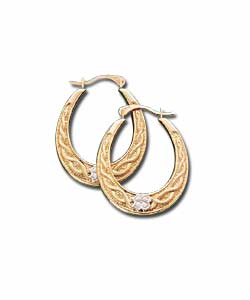 9ct 2 Coloured Gold 4 Leaf Clover Creoles